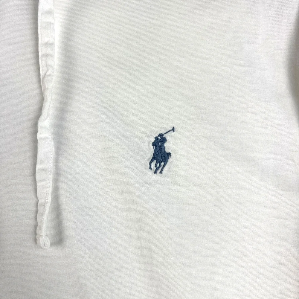 Polo Ralph Lauren‎ Hoodie Mens Large White Long Sleeve Tee Embroidered Pony